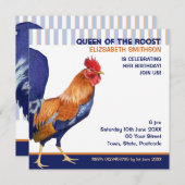 Rooster stripes Birthday Party Invitation Kaart (Voorkant / Achterkant)
