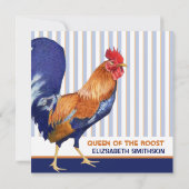 Rooster stripes Birthday Party Invitation Kaart (Achterkant)