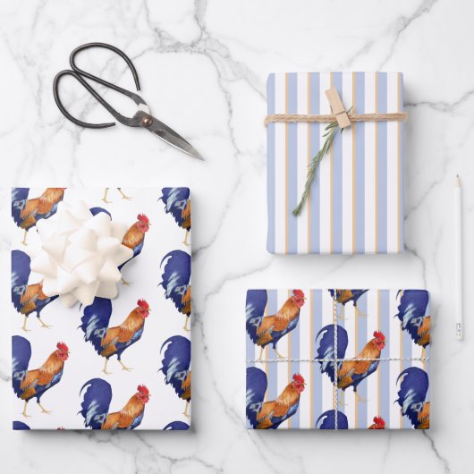 Rooster Stripes — Papierlade voor onmiddellijke ve Inpakpapier Vel (Voorkant)