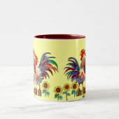 ROOSTER SUNFLOWER CUP by SHARON SHARPE Tweekleurige Koffiemok (Center)