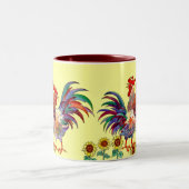 ROOSTER SUNFLOWER CUP by SHARON SHARPE Tweekleurige Koffiemok (Center)