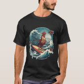 Rooster Surfer Chicken Surfing Kauai Hawaiian Surf T-shirt (Voorkant)