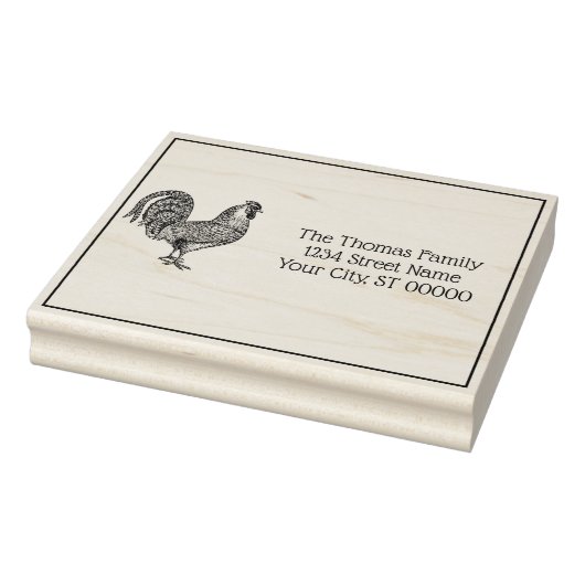 Rooster Tekening Litho #1 Naam Adres Afzender Rubberstempel (Stempel)