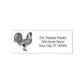Rooster Tekening Lithografie #1 Naam Retouradres Rubberstempel (Afrduk)