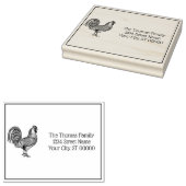 Rooster Tekening Lithografie #1 Naam Retouradres Rubberstempel (Gestempeld)