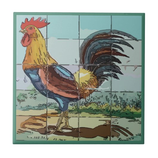 Rooster Tile Mural Tegeltje (Voorkant)