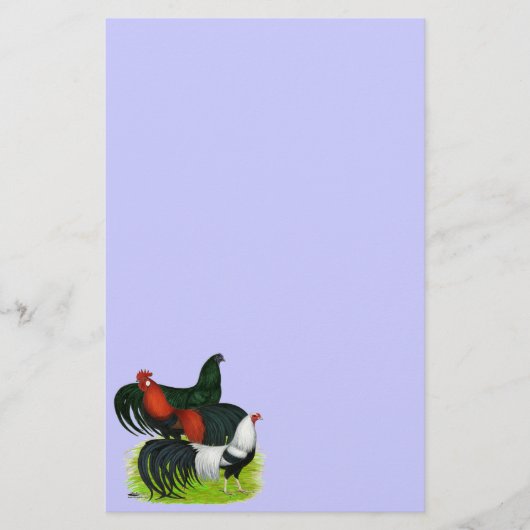 Rooster Trio met lange staart Briefpapier (Voorkant)