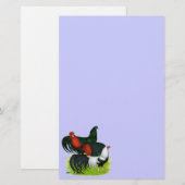 Rooster Trio met lange staart Briefpapier (Voorkant / Achterkant)