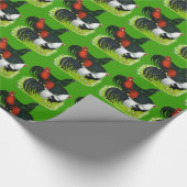 Rooster Trio met lange staart Cadeaupapier (Hoek)