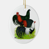 Rooster Trio met lange staart Keramisch Ornament (Rechts)