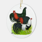 Rooster Trio met lange staart Keramisch Ornament (Links)