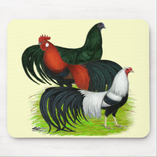 Rooster Trio met lange staart Muismat