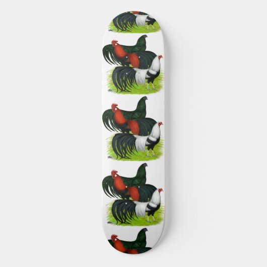 Rooster Trio met lange staart Skateboard (Voorkant)