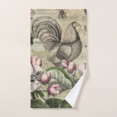 Rooster Tuin Bloem Vlinder Kunst Bad Handdoek (Handdoek)