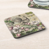 Rooster Tuin Bloem Vlinder Kunst Bier Onderzetter (Linkerzijde)