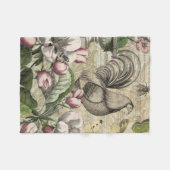 Rooster Tuin Bloem Vlinder Kunst Fleece Deken (Voorkant (Horizontaal))