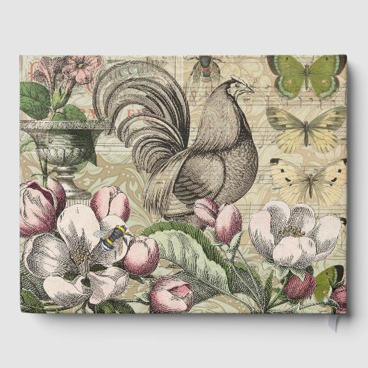 Rooster Tuin Bloem Vlinder Kunst Gastenboek (Achterkant)