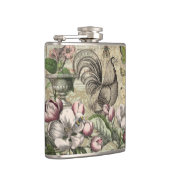 Rooster Tuin Bloem Vlinder Kunst Heupfles (Rechts)