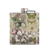 Rooster Tuin Bloem Vlinder Kunst Heupfles (Achterkant)