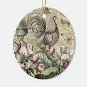 Rooster Tuin Bloem Vlinder Kunst Keramisch Ornament (Links)