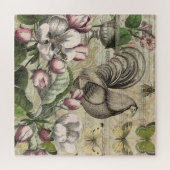 Rooster Tuin Bloem Vlinder Kunst Legpuzzel (Horizontaal)