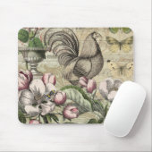 Rooster Tuin Bloem Vlinder Kunst Muismat (Met muis)