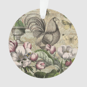 Rooster Tuin Bloem Vlinder Kunst Ornament