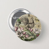 Rooster Tuin Bloem Vlinder Kunst Ronde Button 5,7 Cm (Voorkant /achterkant)