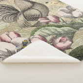 Rooster Tuin Bloem Vlinder Kunst Sherpa Deken (3/4)