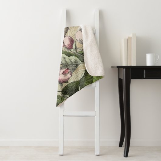 Rooster Tuin Bloem Vlinder Kunst Sherpa Deken (In situ)