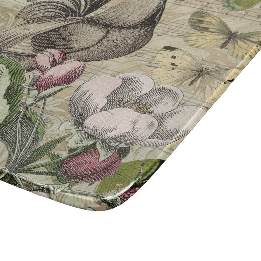 Rooster Tuin Bloem Vlinder Kunst Snijplank (Hoek)