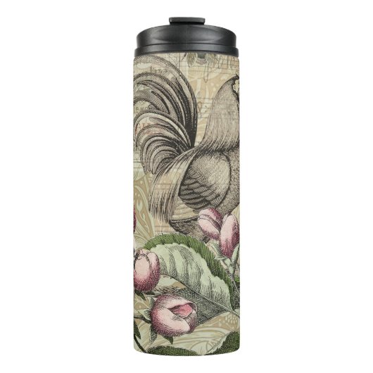 Rooster Tuin Bloem Vlinder Kunst Thermosbeker (Voorkant)