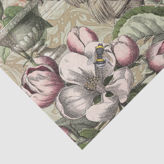 Rooster Tuin Bloem Vlinder Kunst Tissuepapier (Detail)