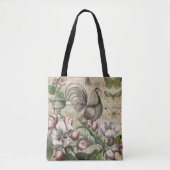Rooster Tuin Bloem Vlinder Kunst Tote Bag (Voorkant)