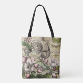 Rooster Tuin Bloem Vlinder Kunst Tote Bag (Achterkant)