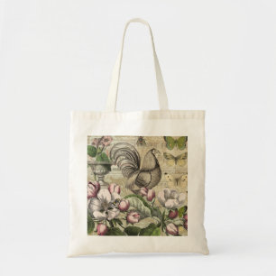 Rooster Tuin Bloem Vlinder Kunst Tote Bag