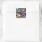 Rooster Turnip Basket Hens Vierkante Sticker (Tas)