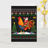 Rooster Ugly Xmas Gift Santa Riding Rooster Christ Kaart (Gele Bloem)