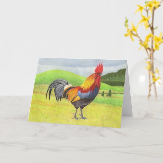 Rooster-Vaderdag Kaart (Gele Bloem)