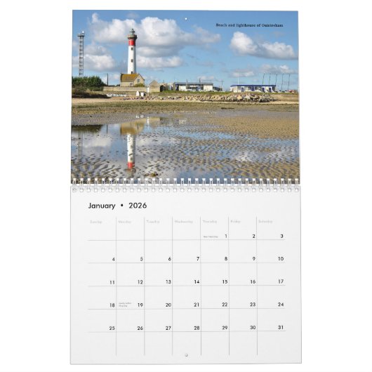 Rooster van 12 maanden van de Franse kusten Kalender (Jan 2026)