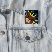 Rooster van bruin Beer Vierkante Button 5,1 Cm (In situ)