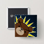Rooster van bruin Beer Vierkante Button 5,1 Cm (Voorkant /achterkant)