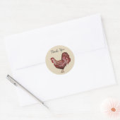Rooster van de Barnyard Boerderij Dank u wel! Ronde Sticker (Envelop)