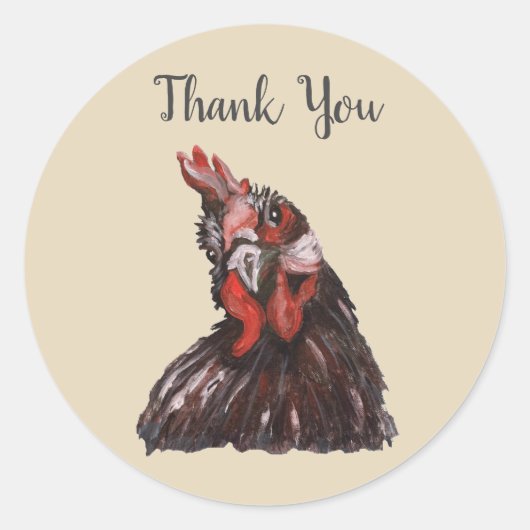 Rooster van de Barnyard Boerderij Dank u wel! Ronde Sticker (Voorkant)