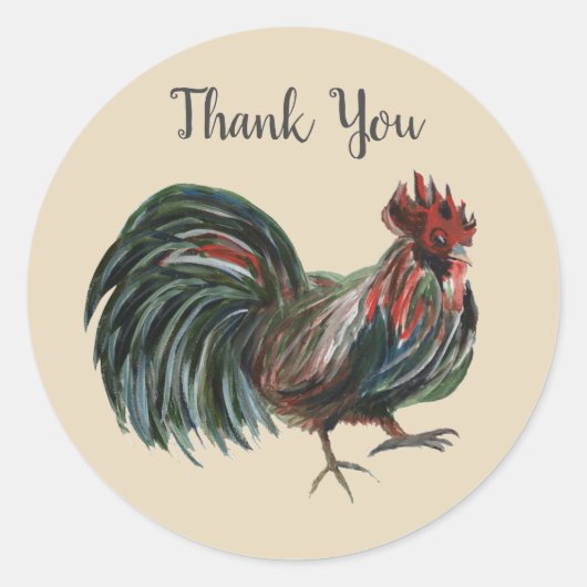 Rooster van de Barnyard Boerderij Dank u wel! Ronde Sticker (Voorkant)
