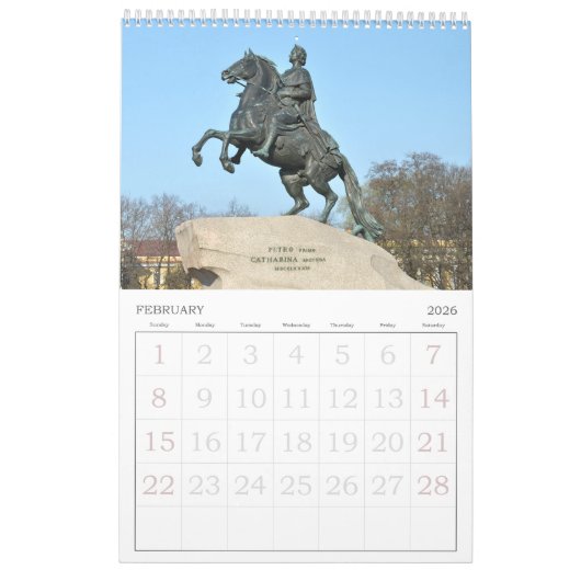 Rooster van de muur van Sint-Petersburg Kalender (Feb 2026)