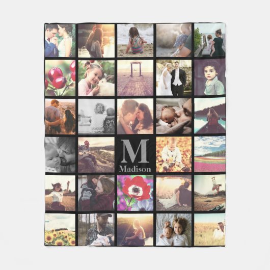 Rooster van de rendy douanefoto met monogram fleece deken (Voorkant)