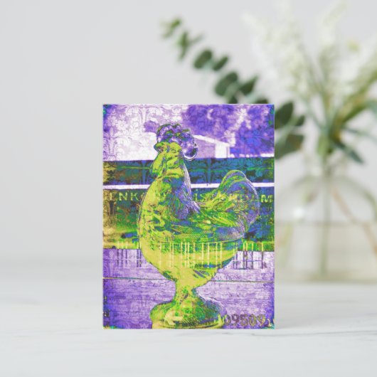 rooster van glas 2 briefkaart (Staand voorkant)