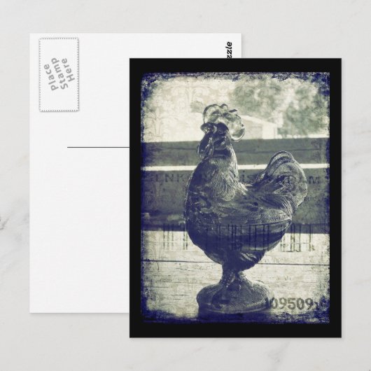  rooster van glas briefkaart (Voorkant / Achterkant)