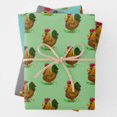 Rooster-verpakkingspapierset, 3 stijlen, inpakpapier vel (In situ)